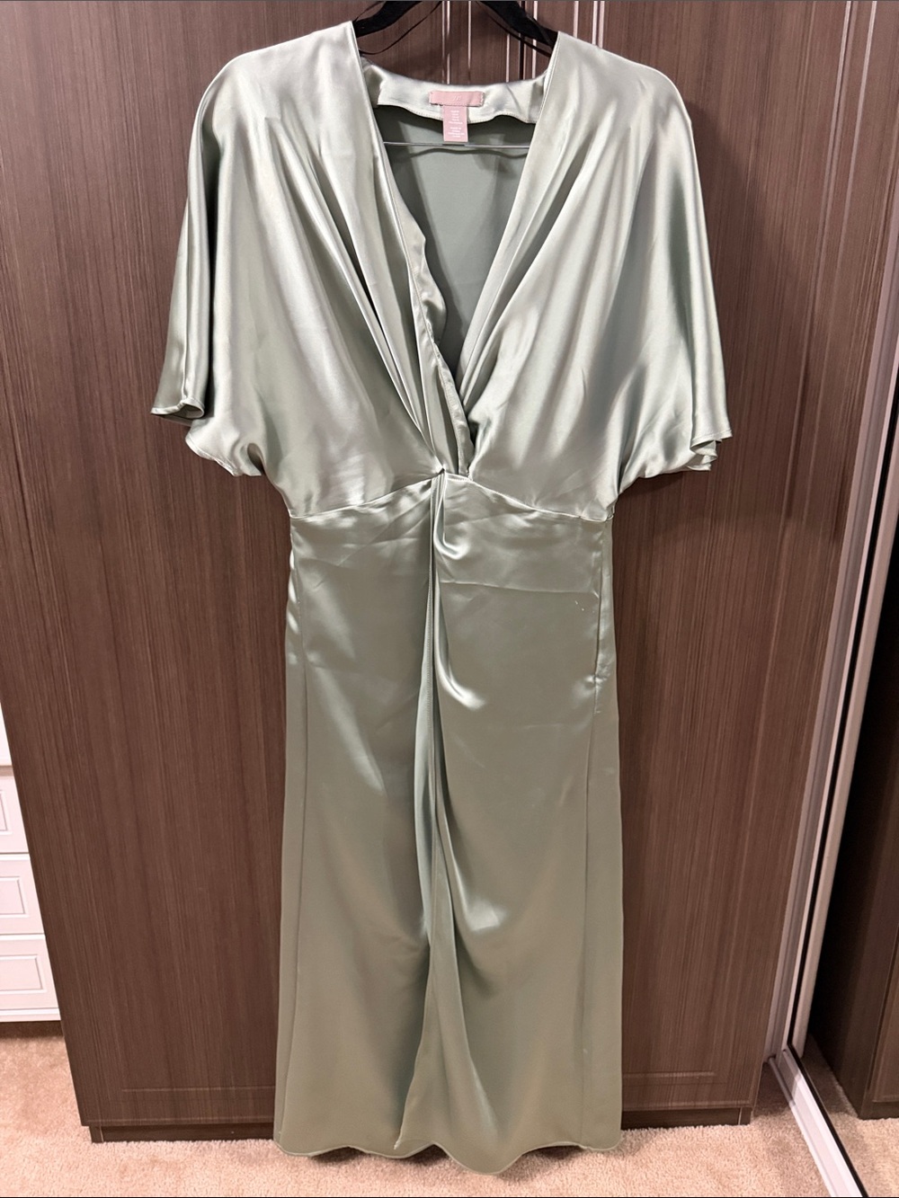 H&M Satin Maxi Dress in Light Sage